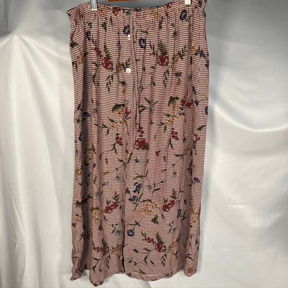 Vintage Teddi Floral Button Front Maxi skirt Women Med Cottage Prairie Peasant - Picture 2 of 13